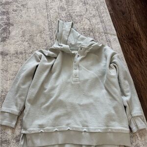 Aerie Light Gray Waffle Knit Hoodie